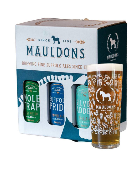 Mauldons Mixed Beer Box - with glass
