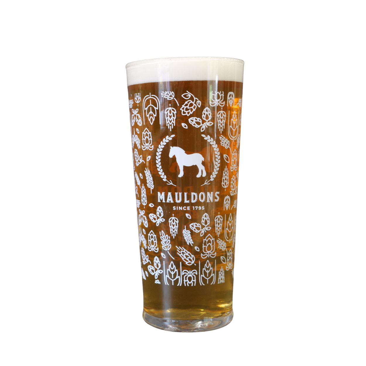 mauldons patterned pint glass
